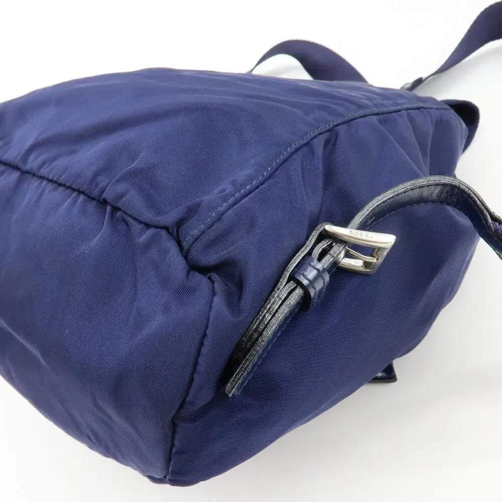 Prada Triangle Logo Nylon Backpack Navy Blue